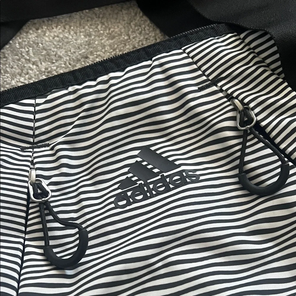 Adidas Striped Black and White Duffel Bag
